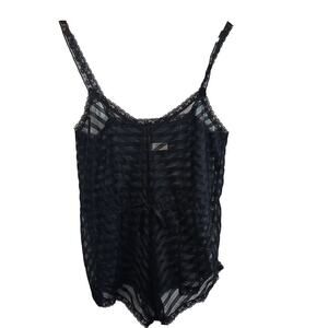 Vintage Lilly of France Teddy Womens Medium Black 70s Sheer Girly Whimsygoth